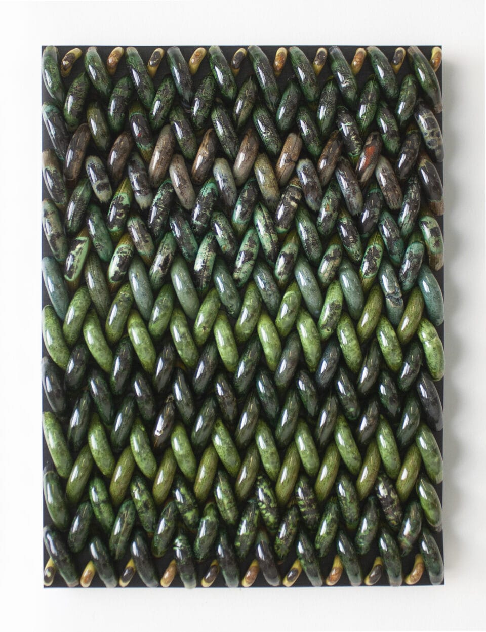 a knit-like pattern made from glass