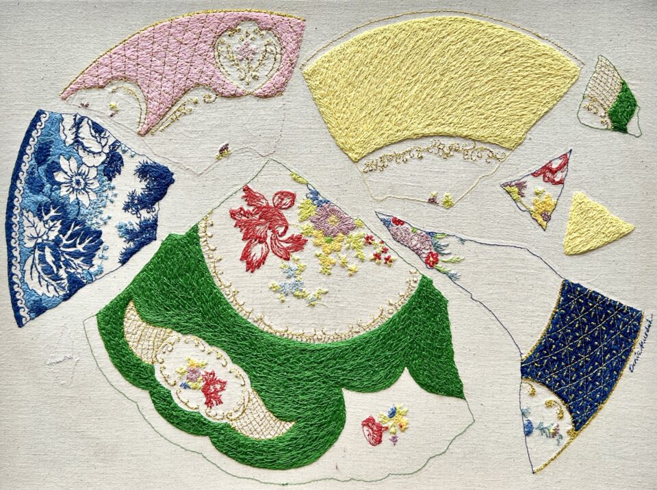 a colorful embroidery of broken plate pieces