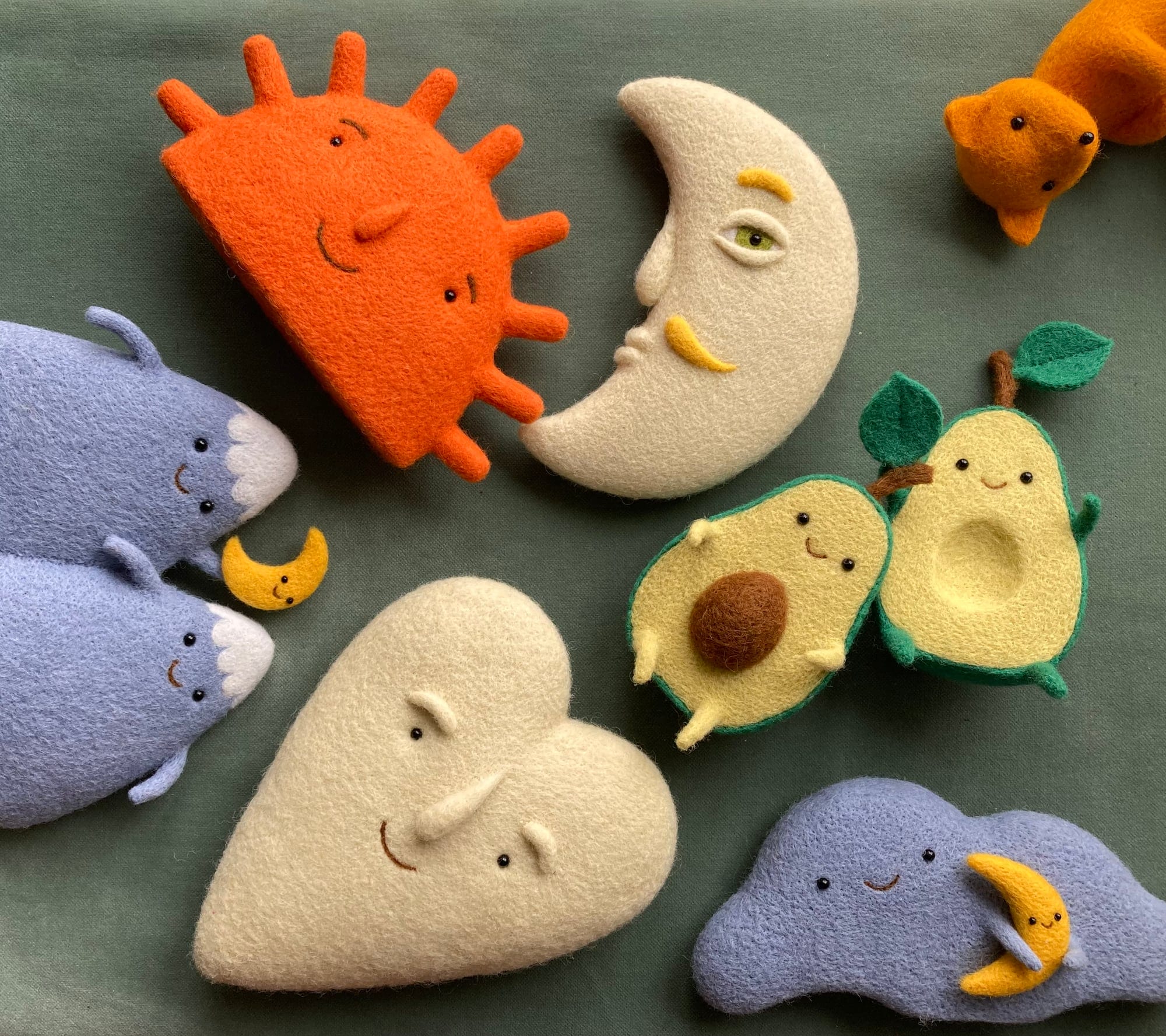 A Cast of Felted Food, Animals, and Other Characters by Manooni Exude Joy and Goodwill