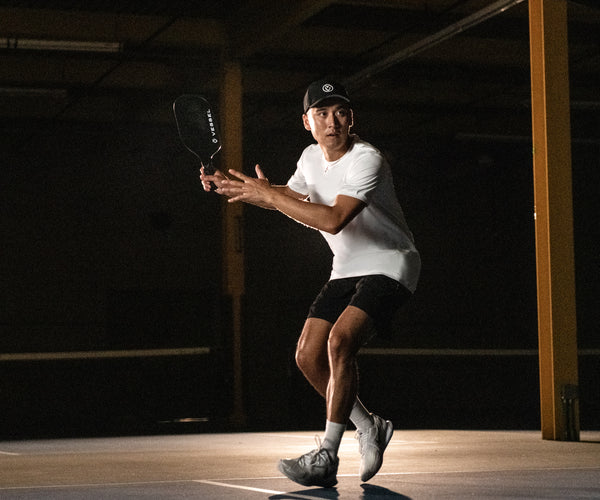 Pickleball player using a VESSEL pickleball paddle