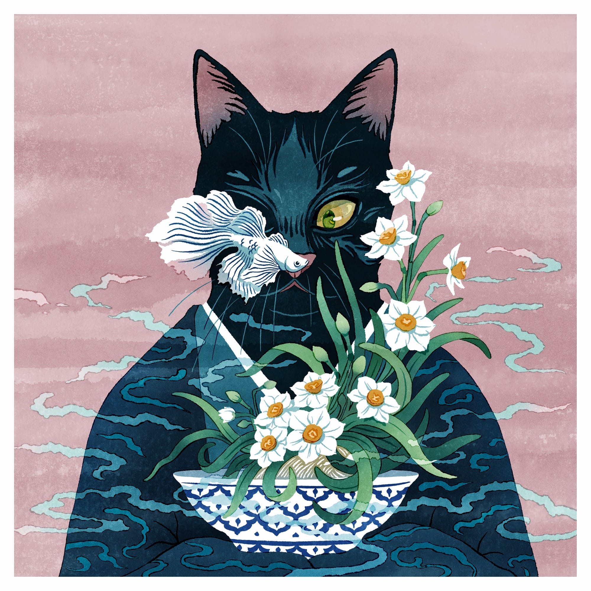 Felines Evoke ‘A Floating World’ in Tùng Nâm’s Illustrations